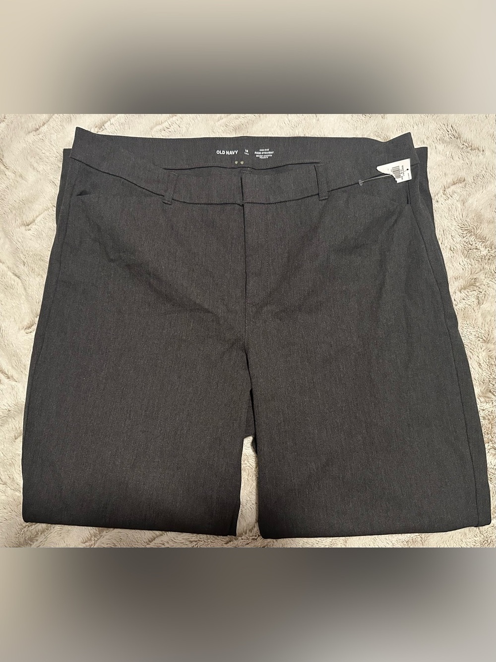 Old Navy High-Waisted Dark Heather Gray Pixie Straight Pants - Picture 4 of 16